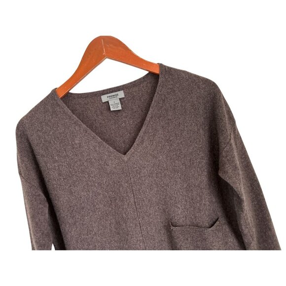 Premise Cashmere Knit Tunic 100% Cashmere V-Neck Sweater Beige Small - Picture 3 of 9